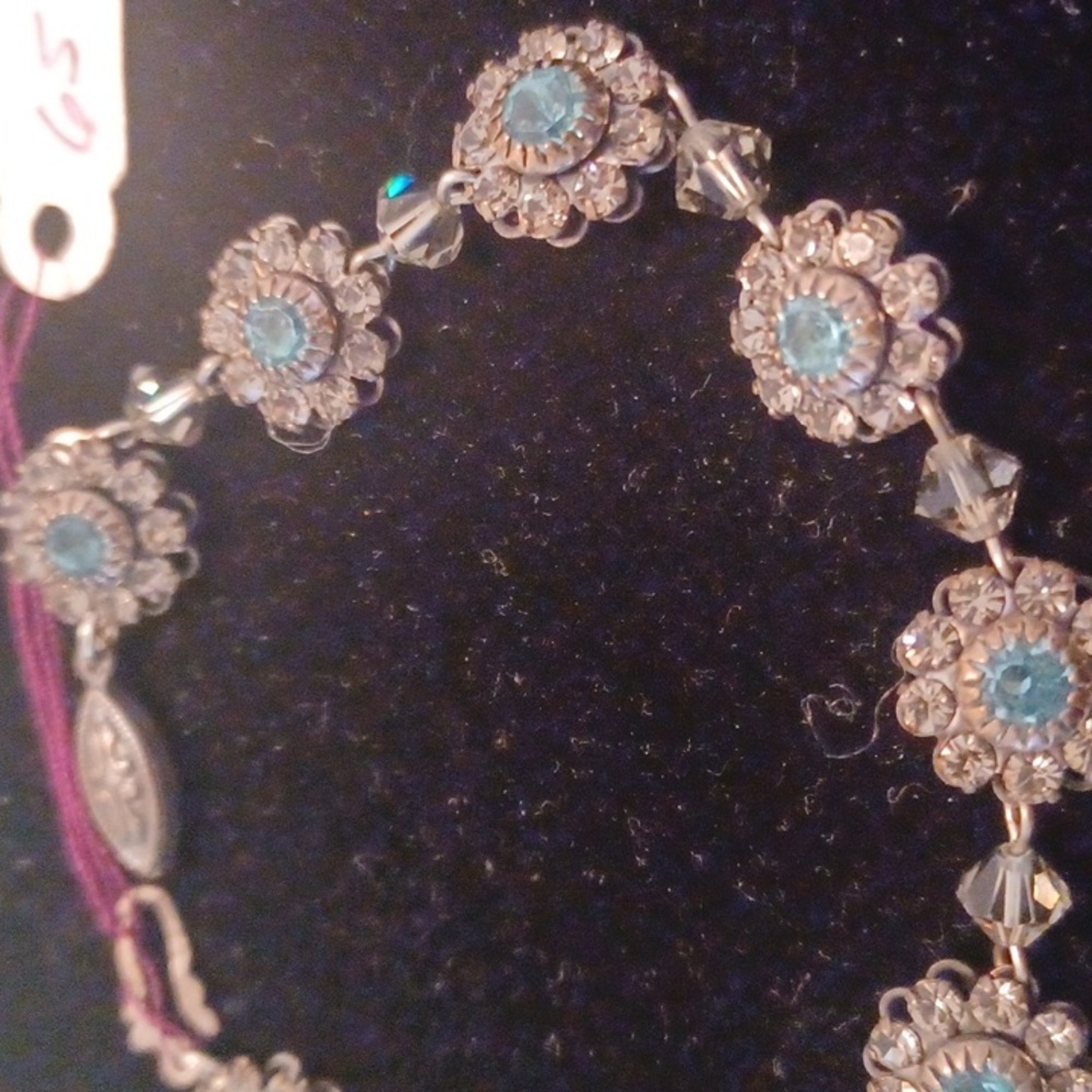 Liz Palacios Vintage Nouveau Bracelet Swarovski Crystals Blue NWT